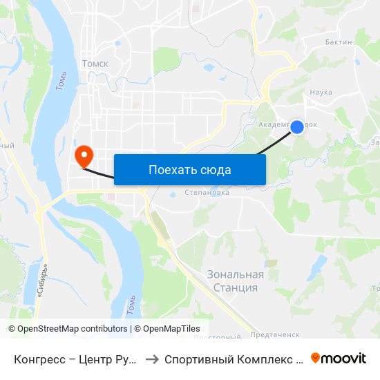 Конгресс – Центр Рубин to Спортивный Комплекс Тпу map