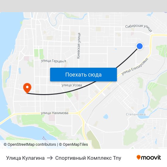 Улица Кулагина to Спортивный Комплекс Тпу map