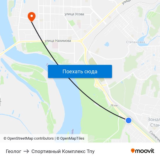 Геолог to Спортивный Комплекс Тпу map