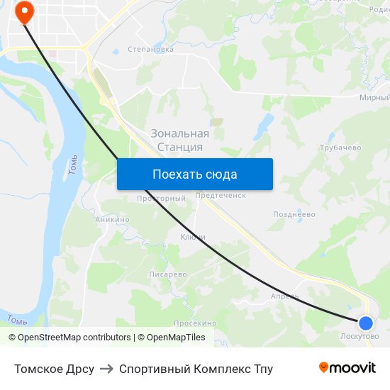 Томское Дрсу to Спортивный Комплекс Тпу map