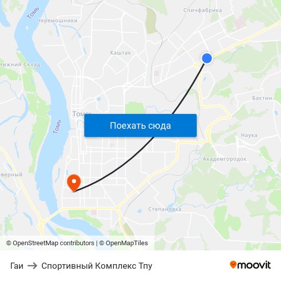 Гаи to Спортивный Комплекс Тпу map