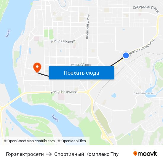 Горэлектросети to Спортивный Комплекс Тпу map