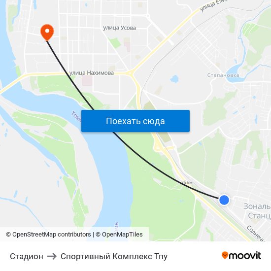 Стадион to Спортивный Комплекс Тпу map