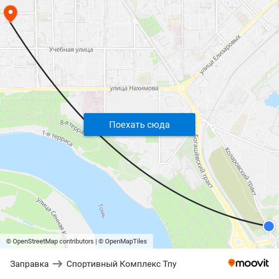 Заправка to Спортивный Комплекс Тпу map