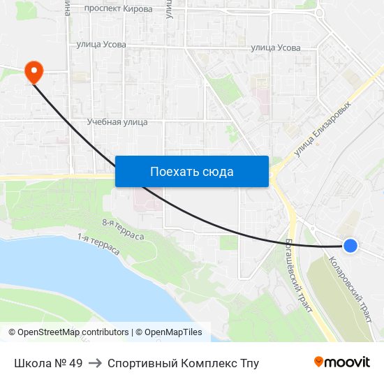 Школа № 49 to Спортивный Комплекс Тпу map