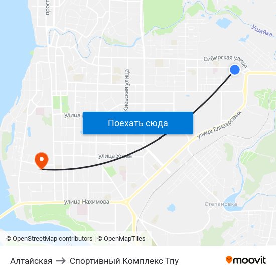 Алтайская to Спортивный Комплекс Тпу map