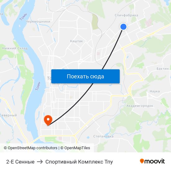 2-Е Сенные to Спортивный Комплекс Тпу map