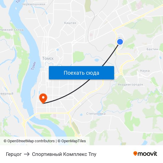 Герцог to Спортивный Комплекс Тпу map