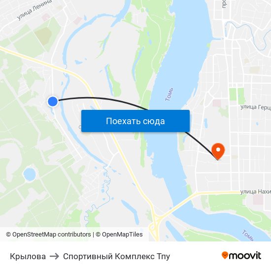 Крылова to Спортивный Комплекс Тпу map