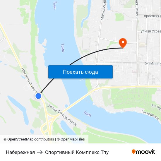 Набережная to Спортивный Комплекс Тпу map