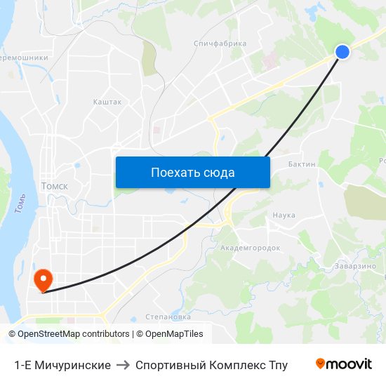 1-Е Мичуринские to Спортивный Комплекс Тпу map