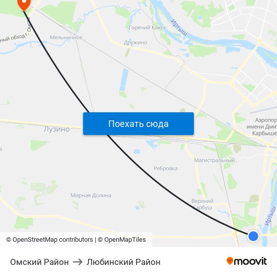 Омский Район to Любинский Район map
