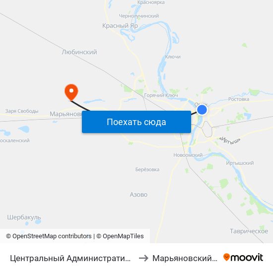 Центральный Административный Округ to Марьяновский Район map