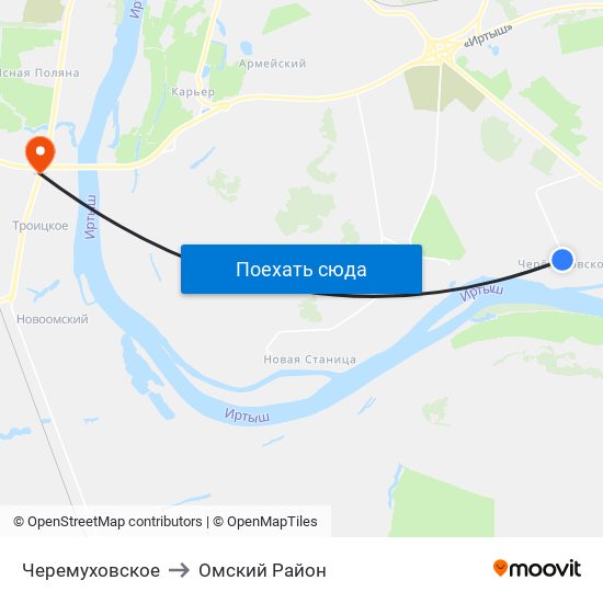 Черемуховское to Омский Район map