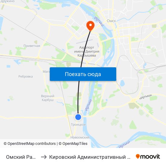 Омский Район to Кировский Административный Округ map