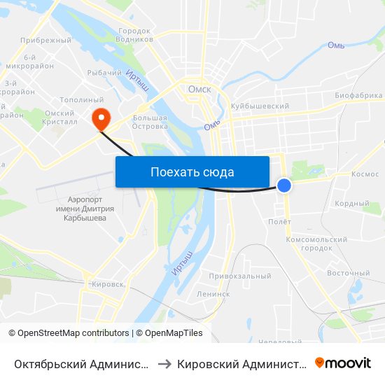 Октябрьский Административный Округ to Кировский Административный Округ map