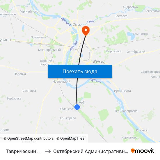 Таврический Район to Октябрьский Административный Округ map