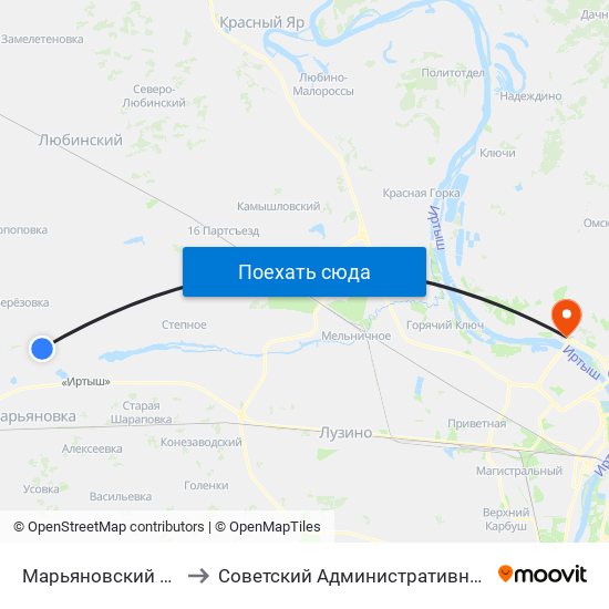 Марьяновский Район to Советский Административный Округ map