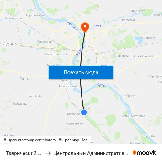 Таврический Район to Центральный Административный Округ map
