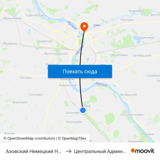 Азовский Немецкий Национальный Район to Центральный Административный Округ map