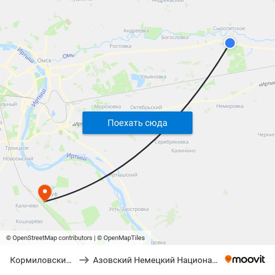 Кормиловский Район to Азовский Немецкий Национальный Район map