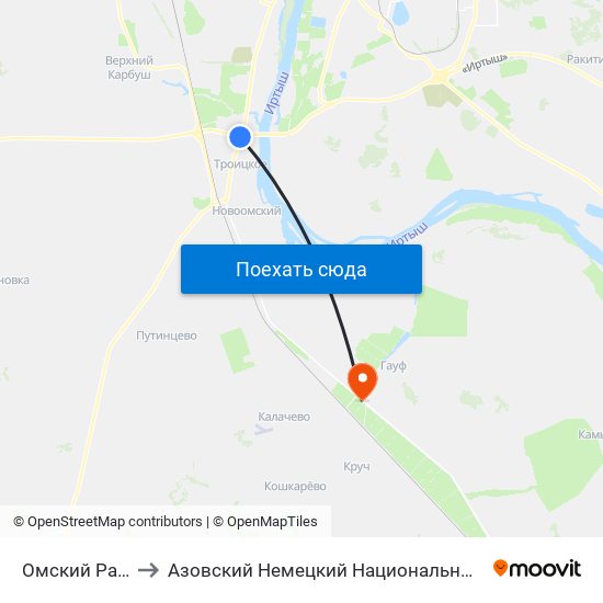 Омский Район to Азовский Немецкий Национальный Район map