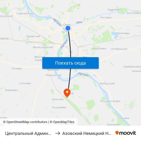 Центральный Административный Округ to Азовский Немецкий Национальный Район map