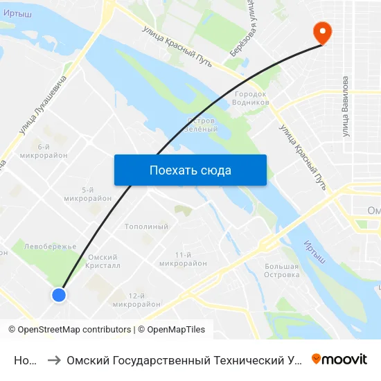 Новая to Омский Государственный Технический Университет map