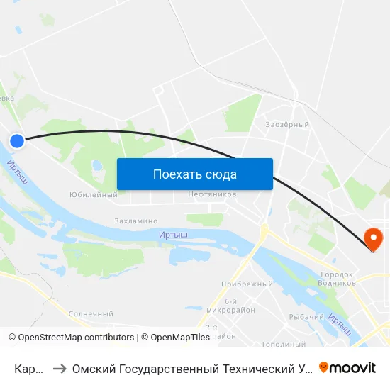 Карьер to Омский Государственный Технический Университет map