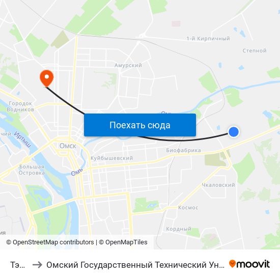 Тэц-5 to Омский Государственный Технический Университет map