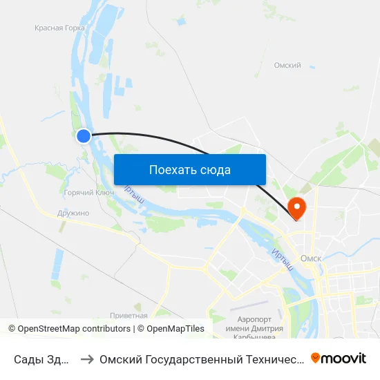 Сады Здоровье to Омский Государственный Технический Университет map