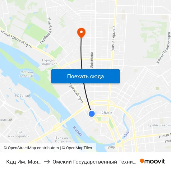 Кдц Им. Маяковского to Омский Государственный Технический Университет map