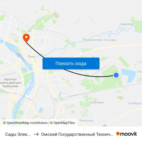 Сады Электромера to Омский Государственный Технический Университет map