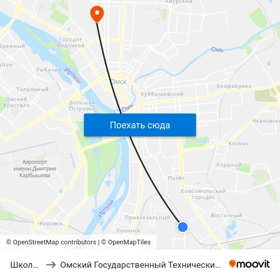 Школьная to Омский Государственный Технический Университет map