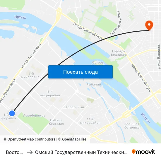 Восточная to Омский Государственный Технический Университет map