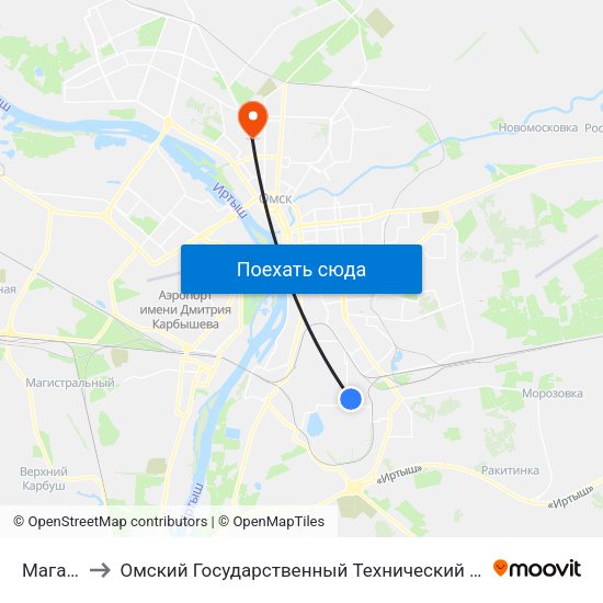 Магазин to Омский Государственный Технический Университет map