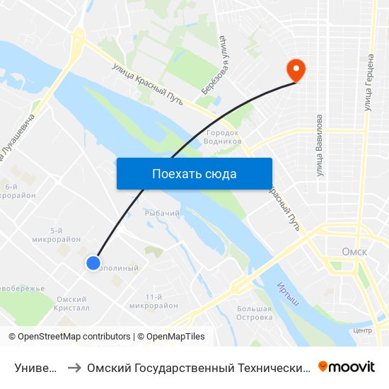 Универсам to Омский Государственный Технический Университет map