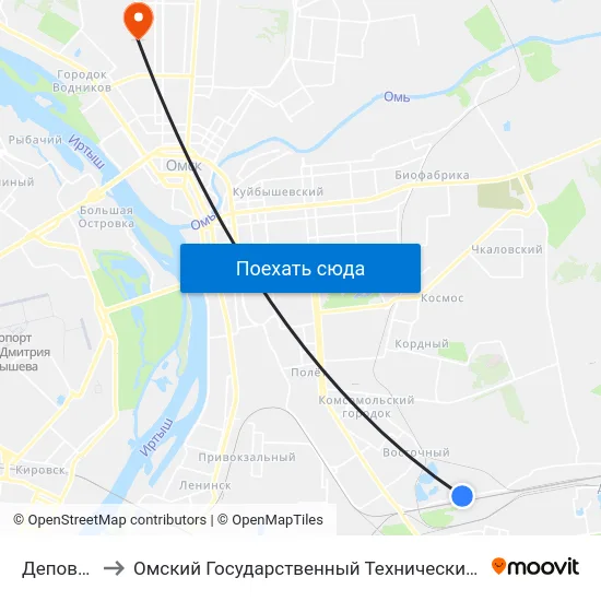Деповская to Омский Государственный Технический Университет map