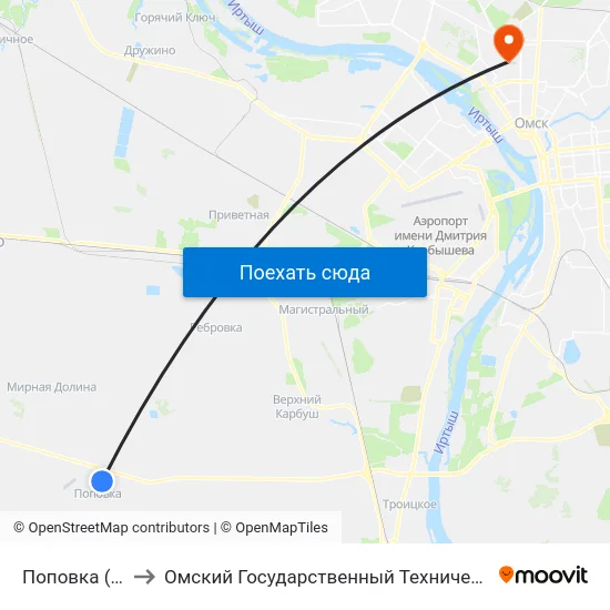 Поповка (Заезд) to Омский Государственный Технический Университет map