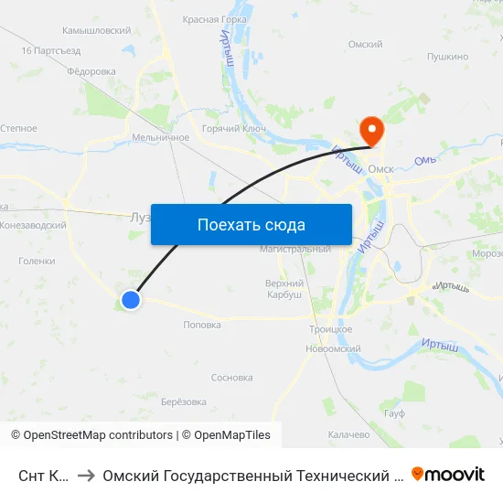 Снт Кедр to Омский Государственный Технический Университет map