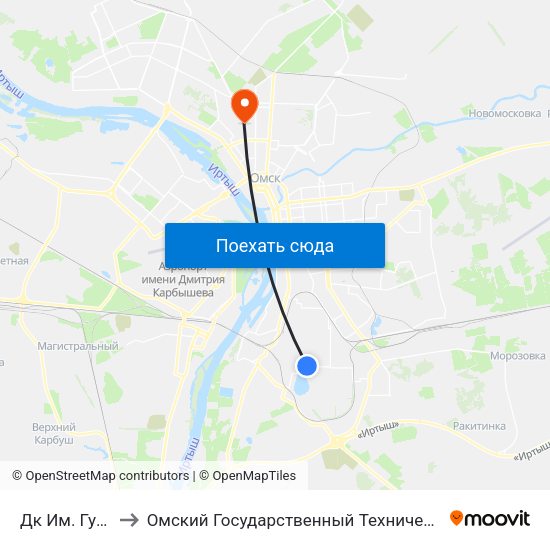 Дк Им. Гуртьева to Омский Государственный Технический Университет map