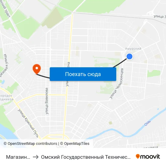 Магазин Заря to Омский Государственный Технический Университет map