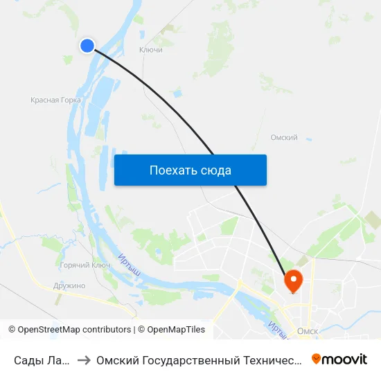 Сады Ландыш to Омский Государственный Технический Университет map