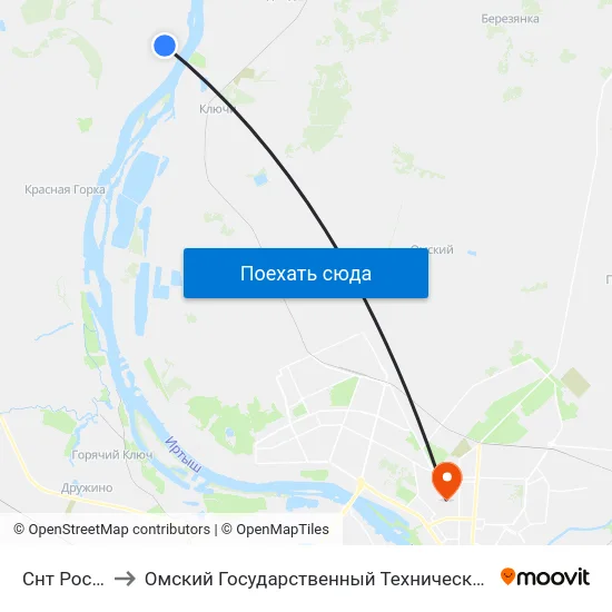 Снт Росинка to Омский Государственный Технический Университет map