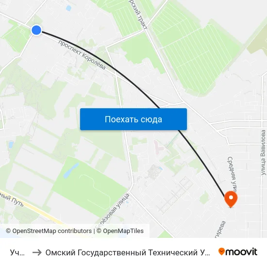 Учхоз to Омский Государственный Технический Университет map