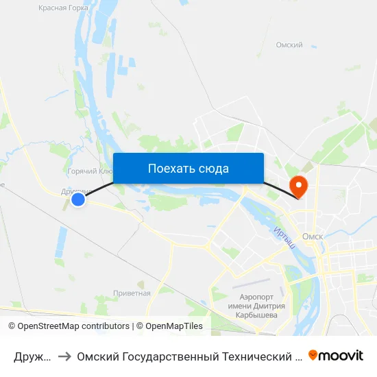 Дружино to Омский Государственный Технический Университет map