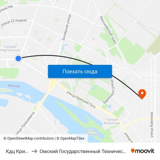 Кдц Кристалл to Омский Государственный Технический Университет map