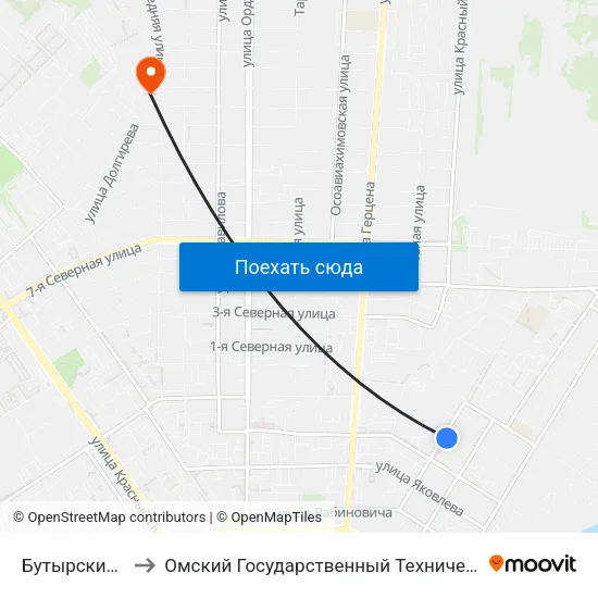 Бутырский Базар to Омский Государственный Технический Университет map
