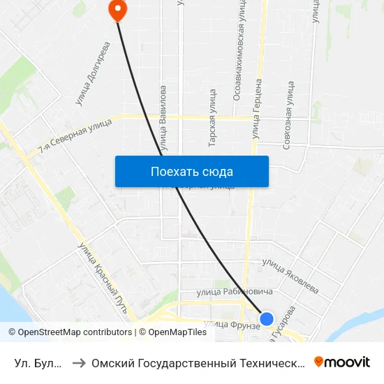 Ул. Булатова to Омский Государственный Технический Университет map