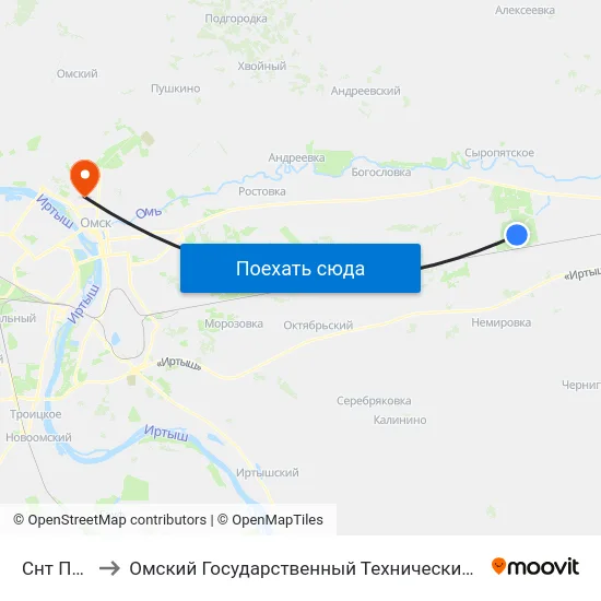 Снт Полёт to Омский Государственный Технический Университет map